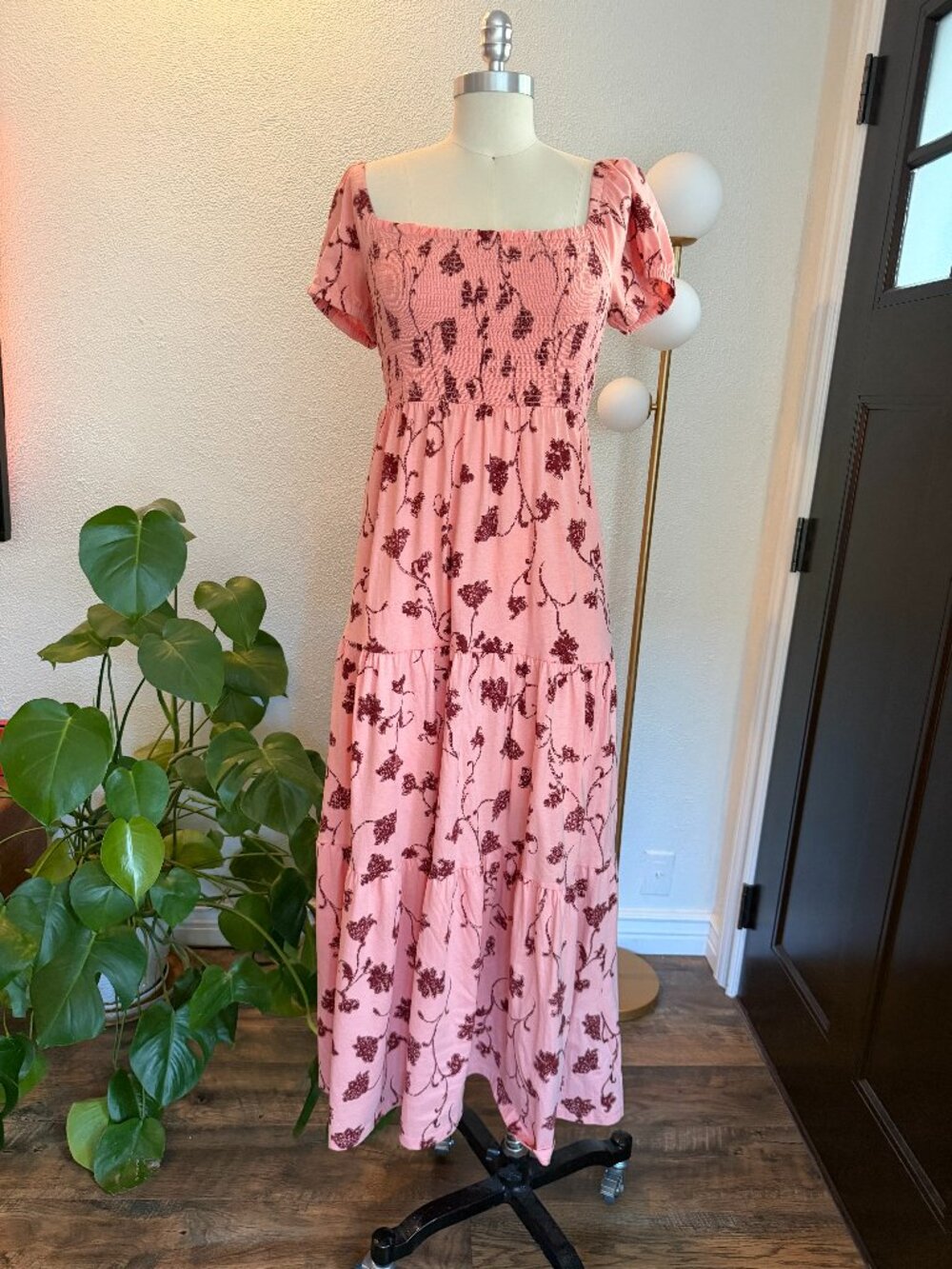 Anthropologie Daily Practice Smocked Floral Tiered Maxi Dress Summer Cottagecore